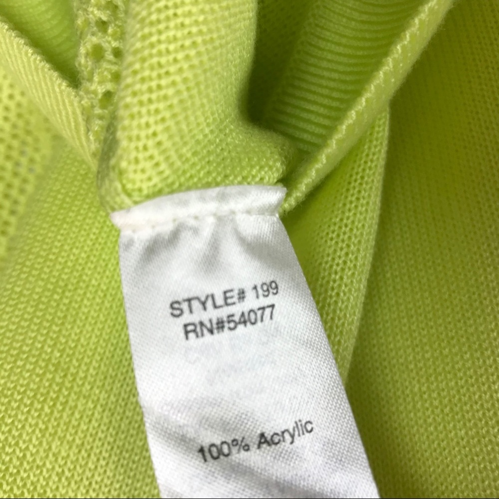 Cabi 199 Split Back Pullover Lemon Lime Sweater - image 5